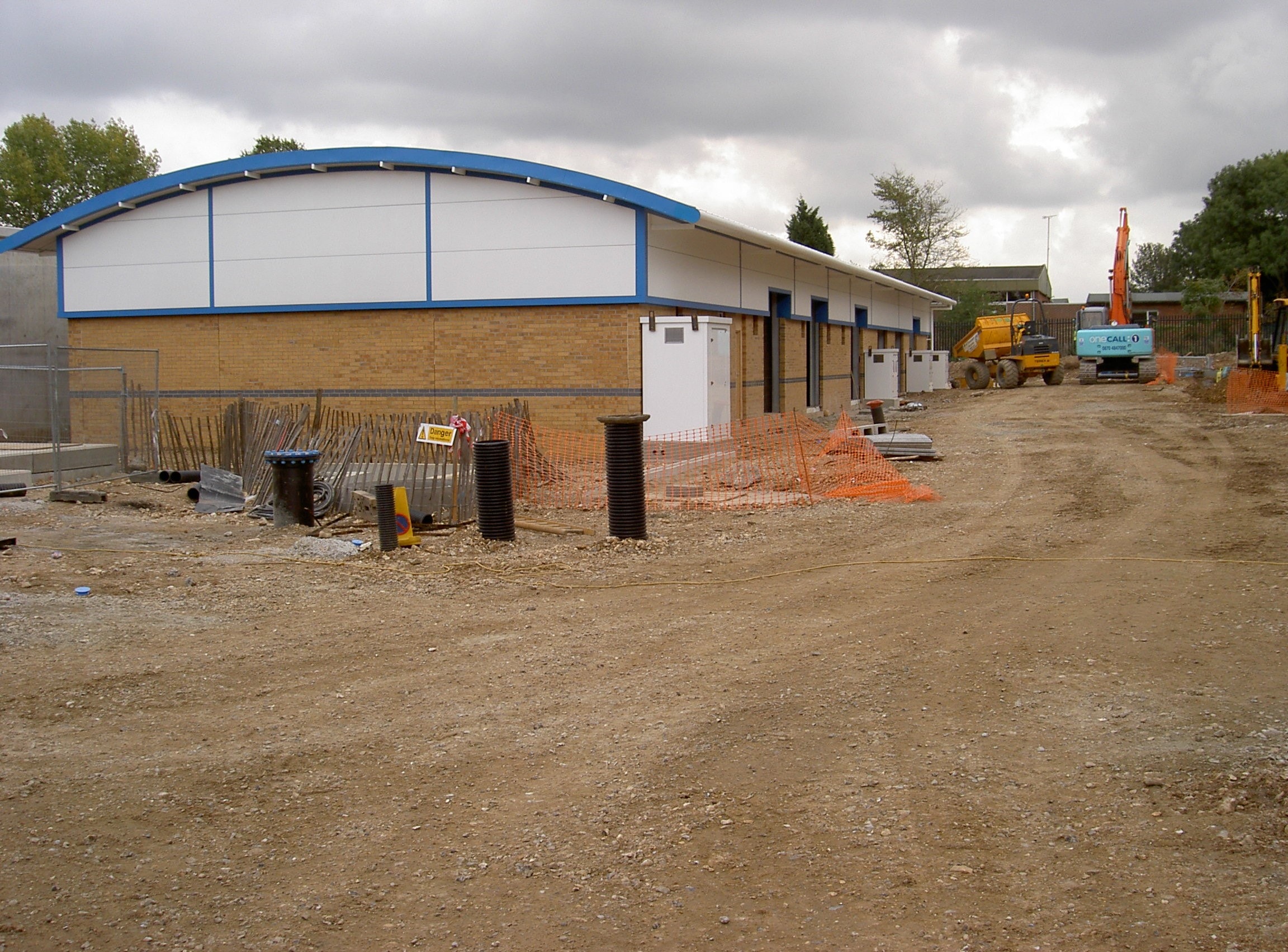 Commercial steel frame building under construction
